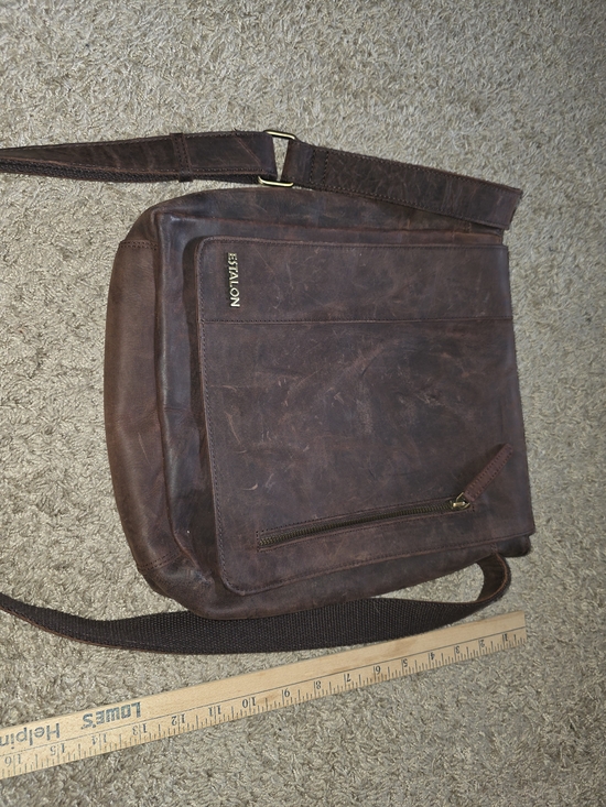ESTALON Dark Brown Leather Messenger Bag for Men